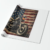 Motorfiets USA Flag Retro Biker Cadeaupapier (Uitgerold)
