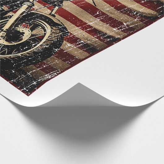 Motorfiets USA Flag Retro Biker Cadeaupapier (Hoek)