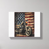 Motorfiets USA Flag Retro Biker Canvas Afdruk (Voorkant)