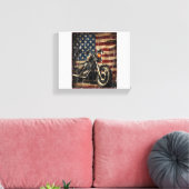 Motorfiets USA Flag Retro Biker Canvas Afdruk (Insitu (Woonkamer))