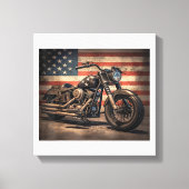 Motorfiets USA Flag Retro Biker Canvas Afdruk (Voorkant)
