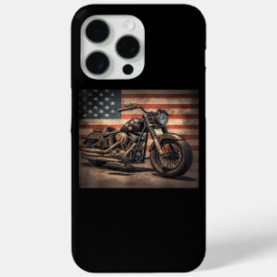 Motorfiets USA Flag Retro Biker iPhone 15 Pro Max Hoesje