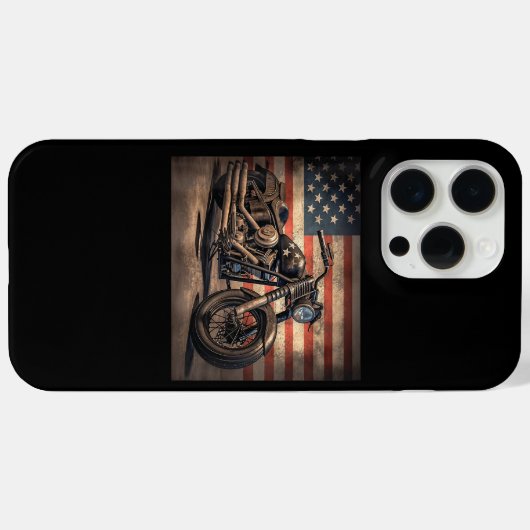 Motorfiets USA Flag Retro Biker Case-Mate iPhone Case (Achterkant (horizontaal))