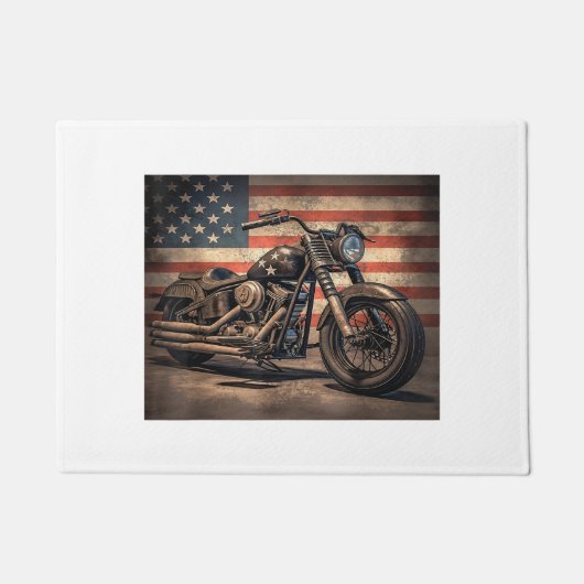 Motorfiets USA Flag Retro Biker Deurmat (Voorkant)