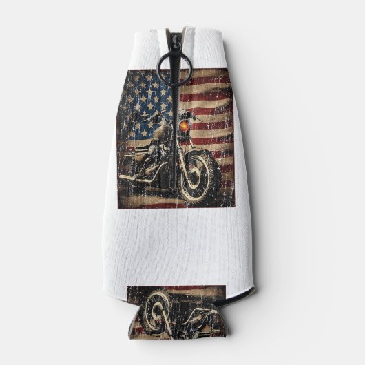 Motorfiets USA Flag Retro Biker Flesjeskoeler (Achterkant)