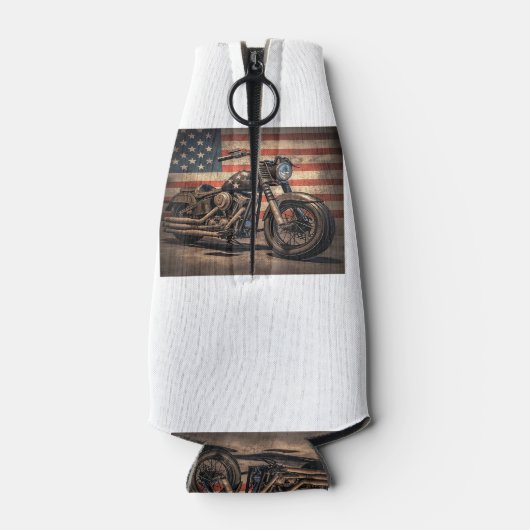 Motorfiets USA Flag Retro Biker Flesjeskoeler (Achterkant)