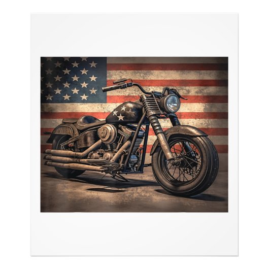 Motorfiets USA Flag Retro Biker Foto Afdruk (Voorkant)