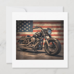 Motorfiets USA Flag Retro Biker Kaart