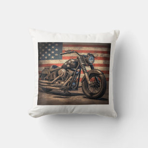 Motorfiets USA Flag Retro Biker Kussen