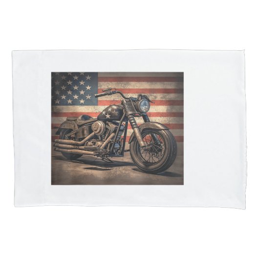 Motorfiets USA Flag Retro Biker Kussensloop (Voorkant)