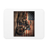 Motorfiets USA Flag Retro Biker Magneet (Horizontaal)