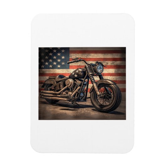 Motorfiets USA Flag Retro Biker Magneet (Verticaal)