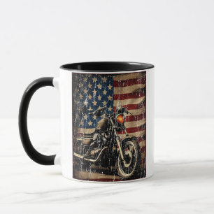 Motorfiets USA Flag Retro Biker Mok