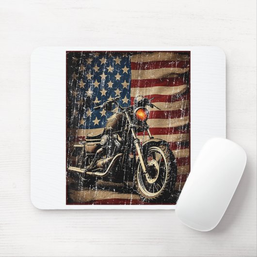 Motorfiets USA Flag Retro Biker Muismat (Met muis)