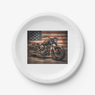 Motorfiets USA Flag Retro Biker Papieren Bordje