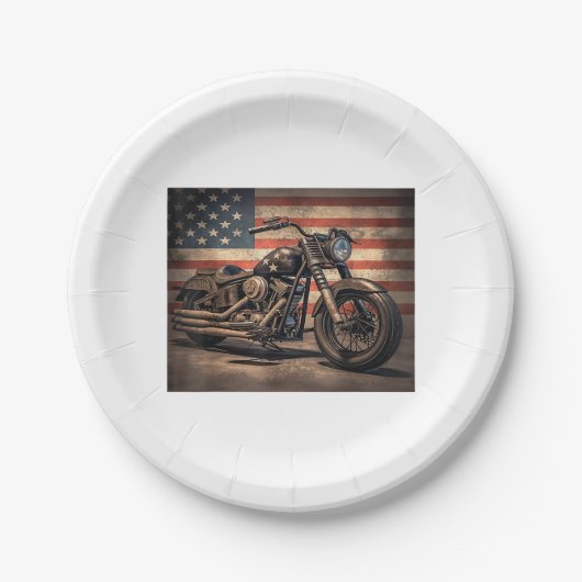Motorfiets USA Flag Retro Biker Papieren Bordje (Voorkant)