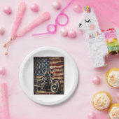 Motorfiets USA Flag Retro Biker Papieren Bordje (Feest)