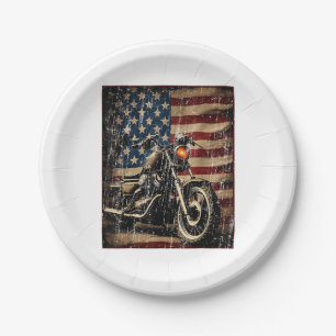 Motorfiets USA Flag Retro Biker Papieren Bordje