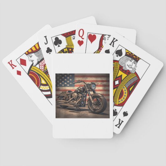 Motorfiets USA Flag Retro Biker Pokerkaarten (Achterkant)