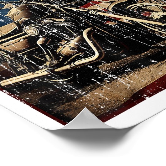 Motorfiets USA Flag Retro Biker Poster (Hoek)