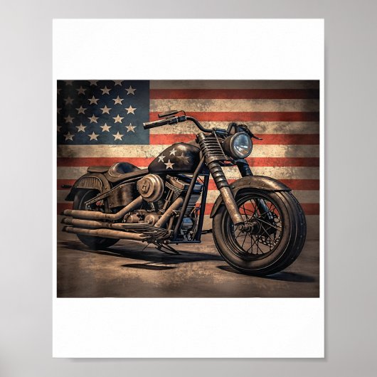 Motorfiets USA Flag Retro Biker Poster (Voorkant)