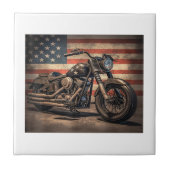 Motorfiets USA Flag Retro Biker Tegeltje (Voorkant)