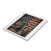 Motorfiets USA Flag Retro Biker Tegeltje (Zijkant)
