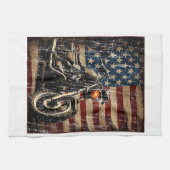 Motorfiets USA Flag Retro Biker Theedoek (Horizontaal)