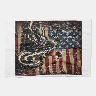 Motorfiets USA Flag Retro Biker Theedoek