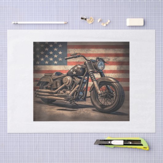 Motorfiets USA Flag Retro Biker Tissuepapier (Craft)