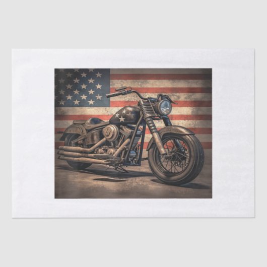 Motorfiets USA Flag Retro Biker Tissuepapier (Voorkant)