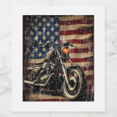 Motorfiets USA Flag Retro Biker Wijn Etiket (Enkel label)