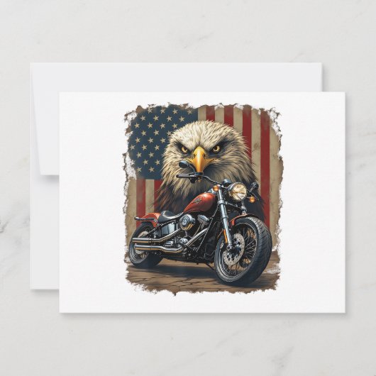 Motorfiets USA Vlag Retro Biker Chopper Bedankkaart (Voorkant)
