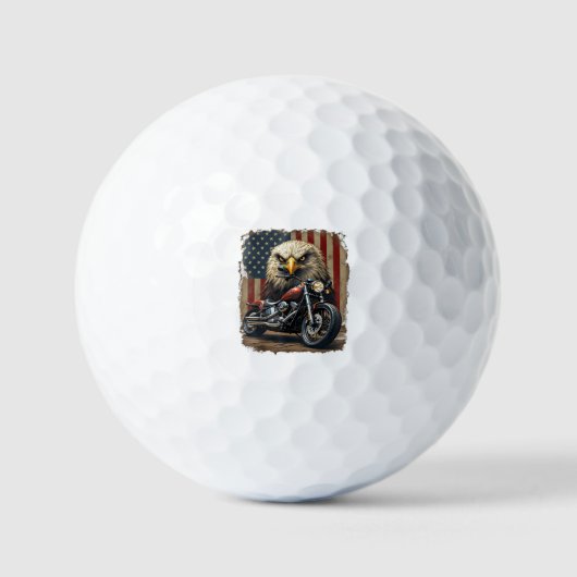 Motorfiets USA Vlag Retro Biker Chopper Golfballen (Voorkant)