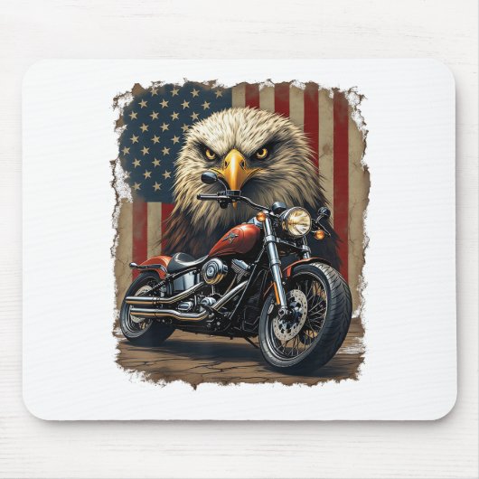 Motorfiets USA Vlag Retro Biker Chopper Muismat (Voorkant)