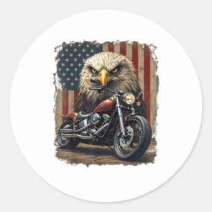 Motorfiets USA Vlag Retro Biker Chopper Ronde Sticker