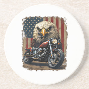 Motorfiets USA Vlag Retro Biker Chopper Zandsteen Onderzetter