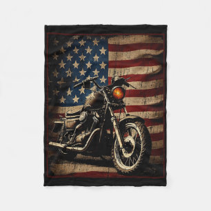 Motorfiets Usa Vlag Retro Biker Fleece Deken