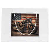 Motorfiets USA Vlag Retro Biker Groot Cadeauzakje (Achterkant)