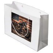 Motorfiets USA Vlag Retro Biker Groot Cadeauzakje (Achterkant Gekanteld)