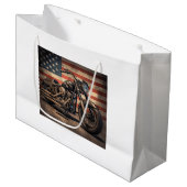 Motorfiets USA Vlag Retro Biker Groot Cadeauzakje (Voorkant Gekanteld)