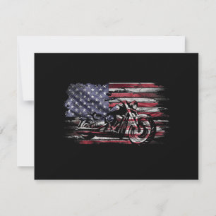 Motorfiets USA Vlag Retro Biker, Motorfiets Feestdagenkaart