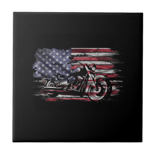 Motorfiets USA Vlag Retro Biker, Motorfiets Tegeltje