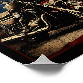 Motorfiets Usa Vlag Retro Biker  Poster (Hoek)