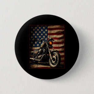 Motorfiets Usa Vlag Retro Biker Ronde Button 5,7 Cm