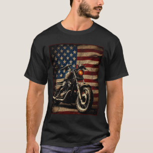 Motorfiets Usa Vlag Retro Biker T-shirt