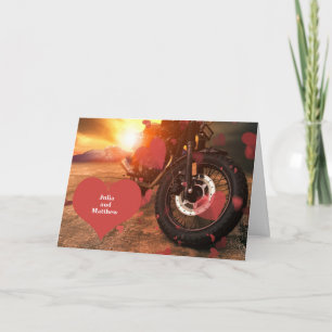 Motorfiets Valentijnsdag Thema voor Koppels Feestdagen Kaart