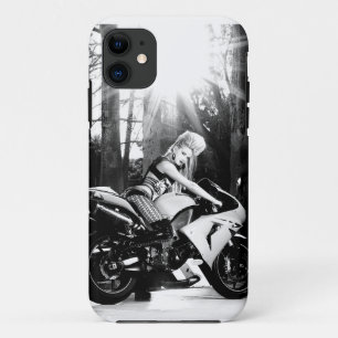 Motorfiets van Kawasaki, motorenbakker, meisje iPhone 11 Hoesje