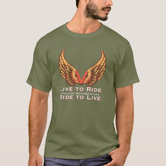 Motorfiets van Vulcaan - Live naar Ride Ride to Li T-shirt (Voorkant)