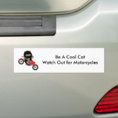 Motorfiets Veiligheid Cool Cat Bumpersticker (Op auto)